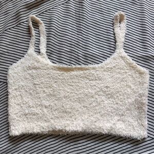 Skims cozy knit fuzzy white cropped tank size L/XL